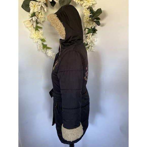 Disney Hannah Montana Girls Full Zip Jacket 10/12 Black Embroidered Hood Vintage - Picture 12 of 16